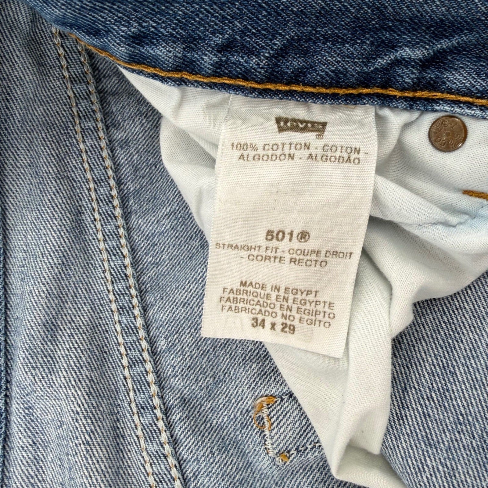 Levi's 501 Original Fit Straight Leg Jeans Button Fly 34x29 Medium Wash Blue