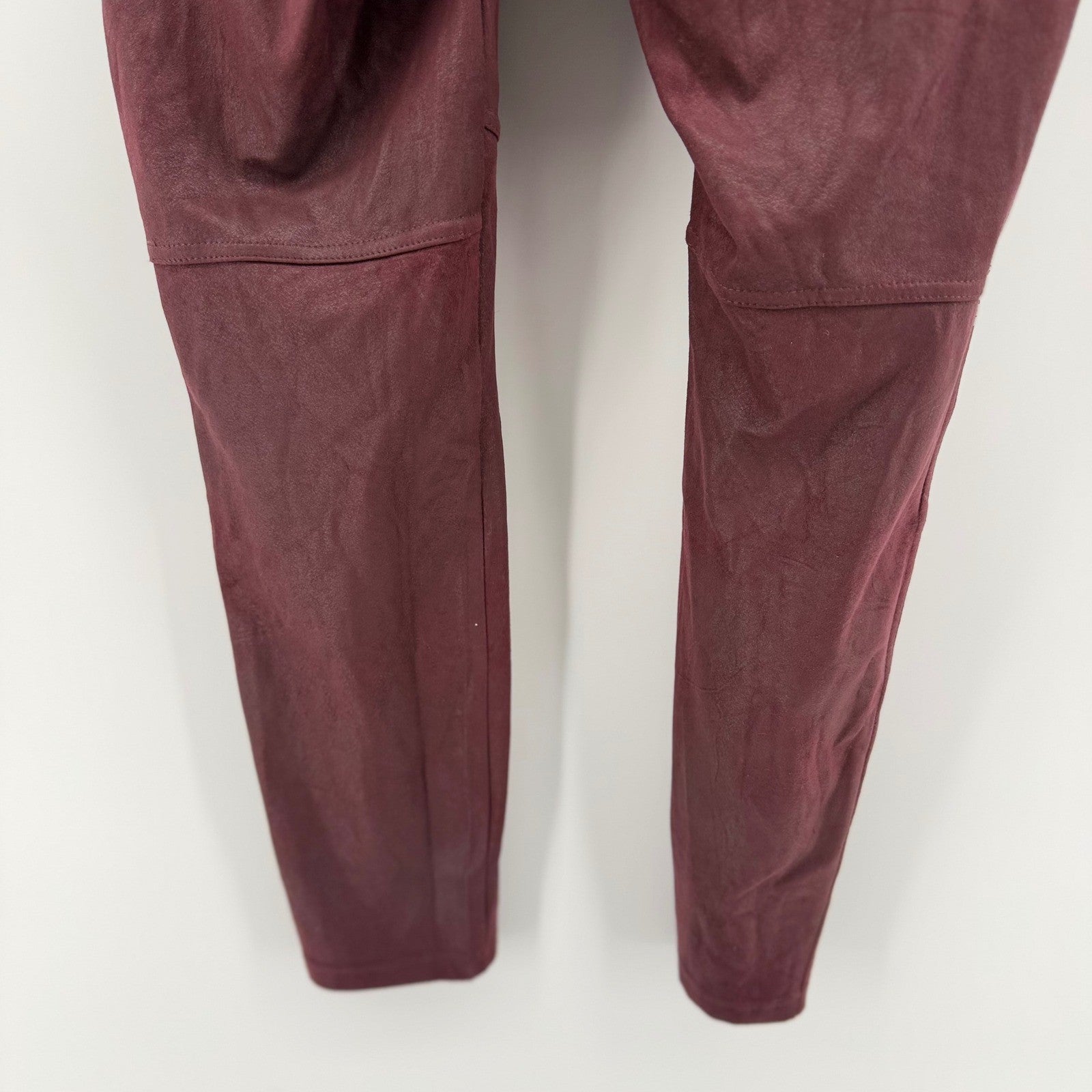 Free People Vegan Suede Moto Leggings Burgundy Wine High Rise Size M