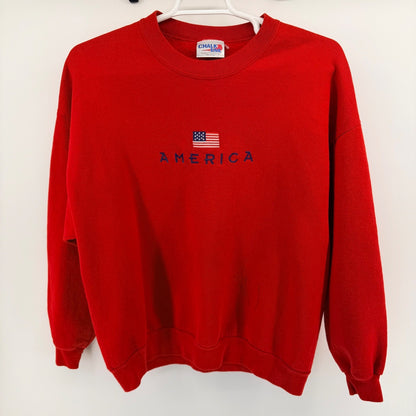 Chalk Line Vintage America Crewneck Sweatshirt XXL Red Made in USA Russell 250th