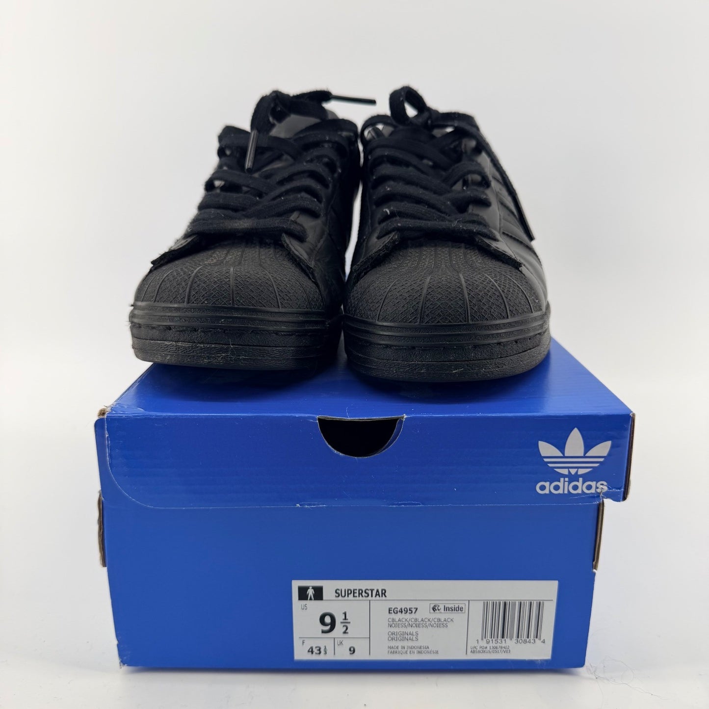 Adidas Superstar Triple Black Leather Shell Toe Sneakers Mens 9.5 Core Black