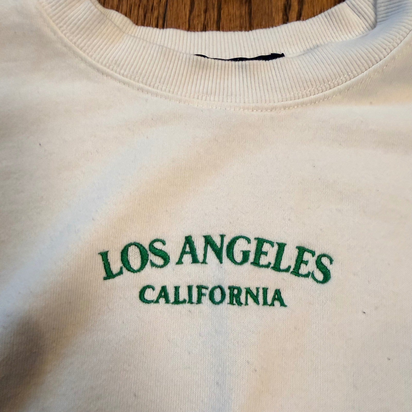 Forever 21+ Los Angeles California Graphic Sweatshirt 0X White Green Embroidered