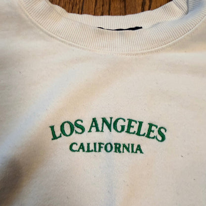 Forever 21+ Los Angeles California Graphic Sweatshirt 0X White Green Embroidered