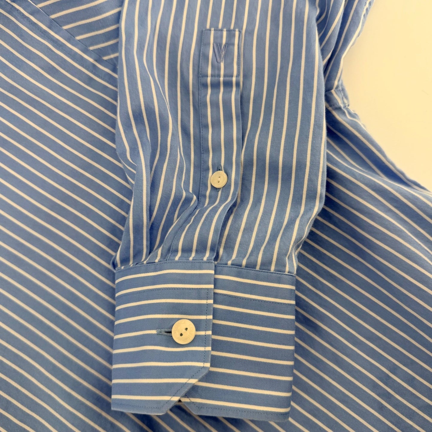 Versace Collection Striped Button Down Slim Fit Luxury Men 43/17 Blue White
