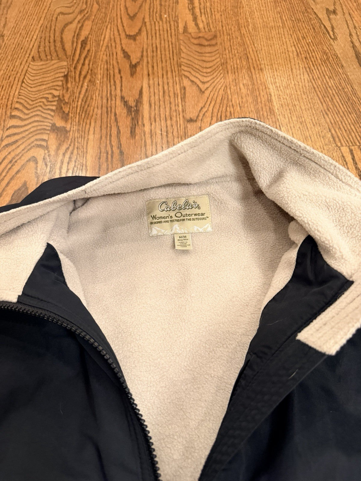 Cabelas Jacket Womens Small Black Nylon Full Zip Pockets Fleece Lined Outdoor