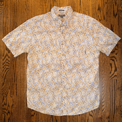 Eddie Bauer Classic Fit Floral Short Sleeve Button Down Shirt TXL Yellow Blue