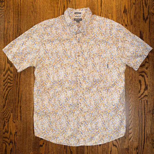 Eddie Bauer Classic Fit Floral Short Sleeve Button Down Shirt TXL Yellow Blue