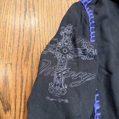 Cowgirl Tuff Victory Full Zip Up Hoodie Jacket Black Size Medium Western 2000s