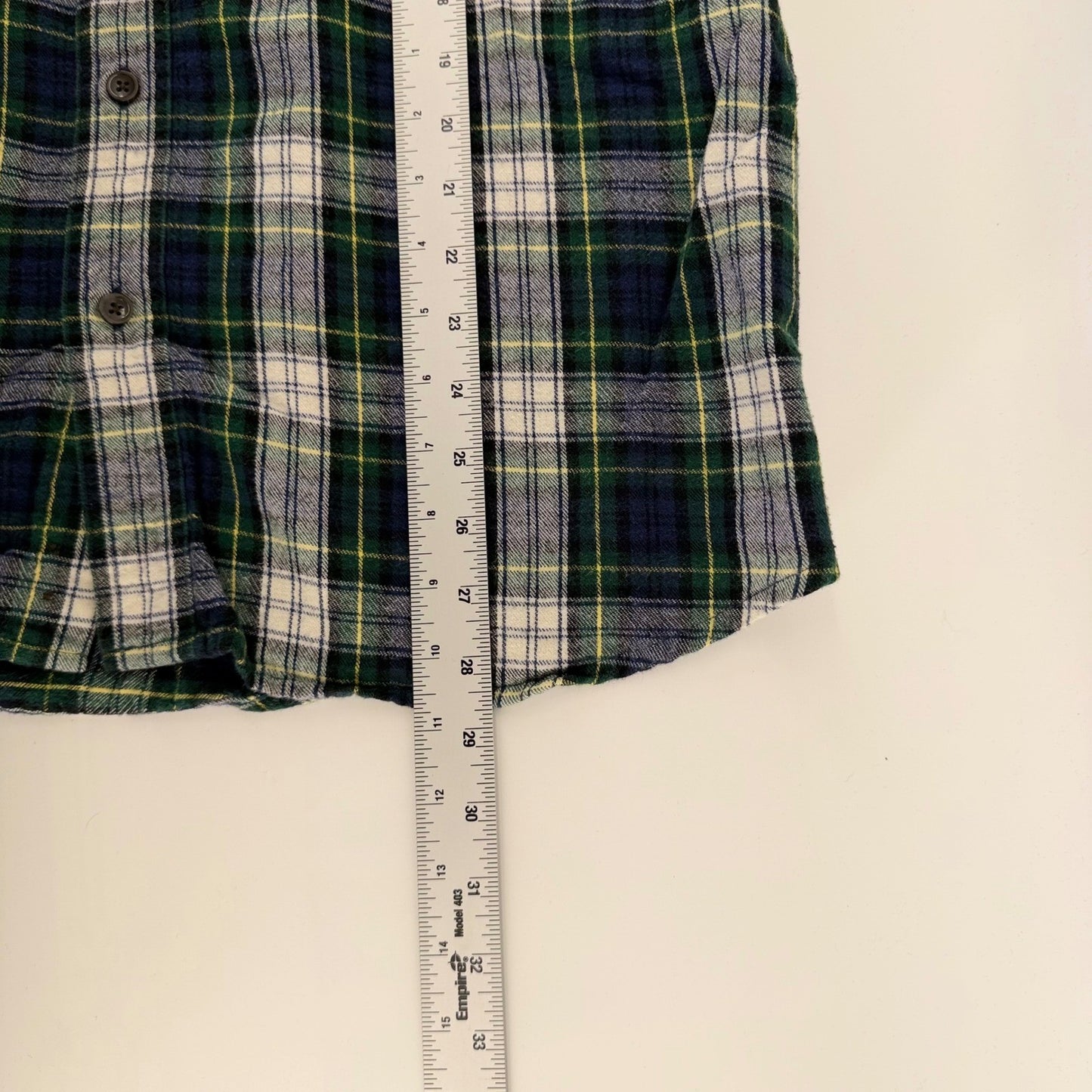 LL Bean Traditional Fit Flannel Shirt Plaid Cotton Button Down L Green Blue