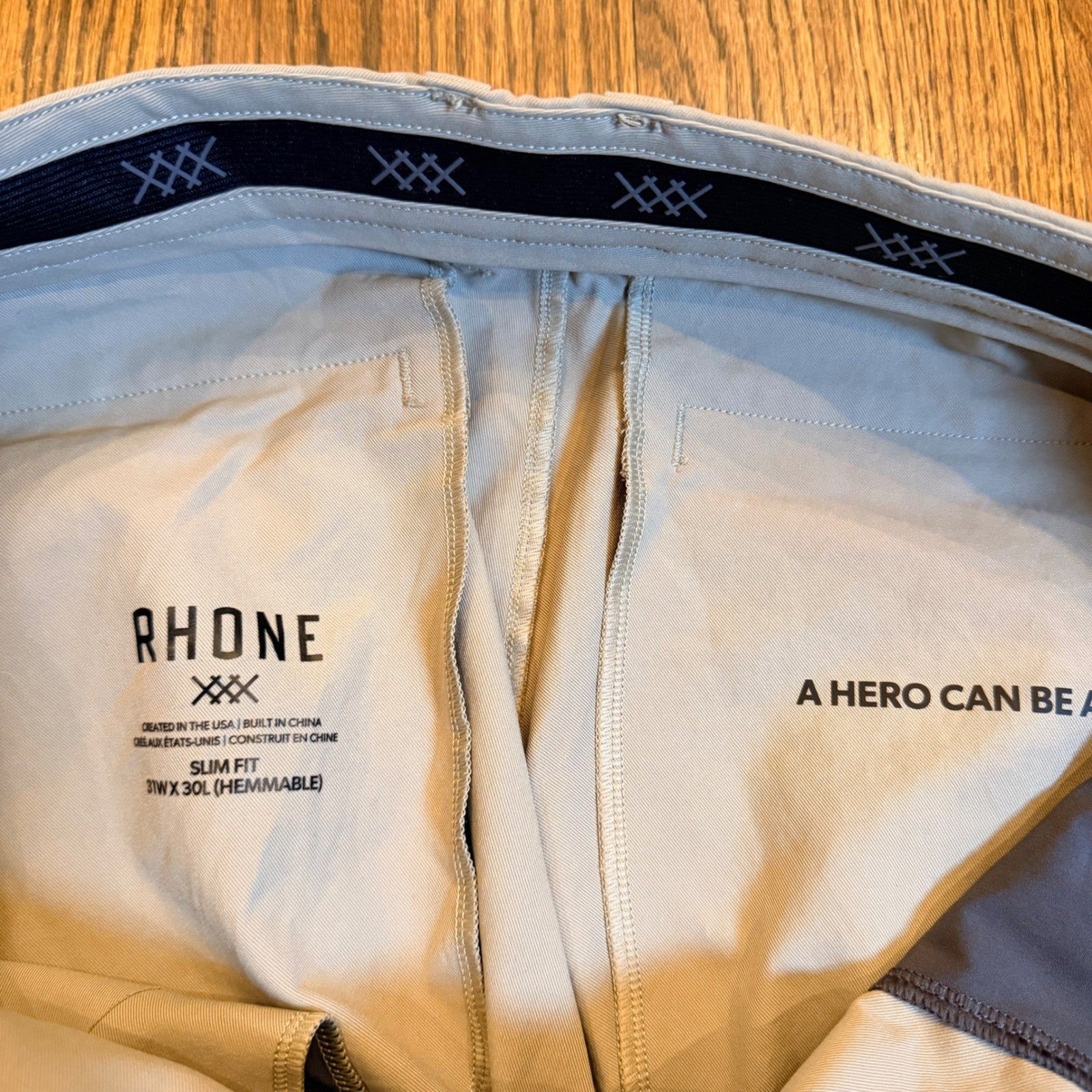 Rhone Commuter Pants Slim Fit Performance Stretch Trousers 31x30 Tan Khaki Golf
