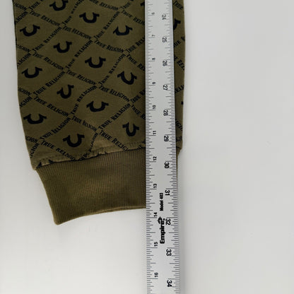 True Religion Monogram Logo Jogger Sweatpants Olive Green Orange XL