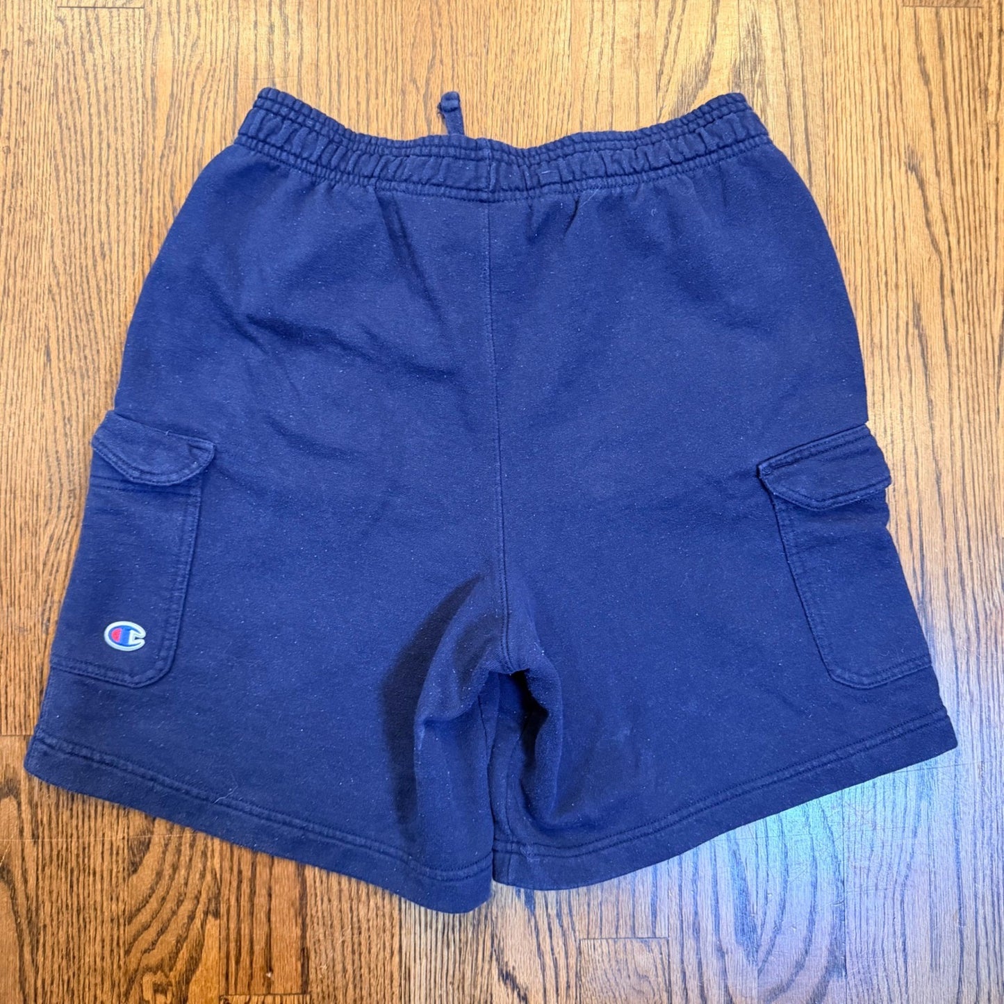 Champion Authentic Athleticwear Fleece Cargo Shorts Navy Blue Medium 90s Y2K