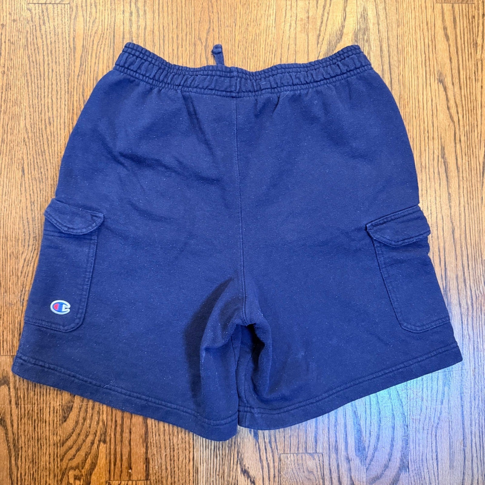 Champion Authentic Athleticwear Fleece Cargo Shorts Navy Blue Medium 90s Y2K