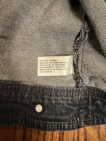 Mossimo Cropped Denim Jean Jacket Long Sleeve Button Down Youth Size L (adult S)