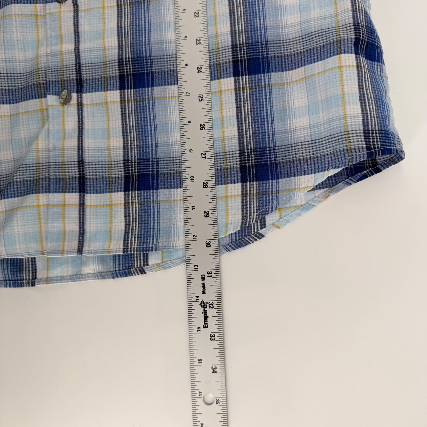 Marmot Plaid Short Sleeve Button Down Shirt Hiking Outdoor Large Blue White