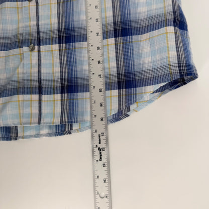 Marmot Plaid Short Sleeve Button Down Shirt Hiking Outdoor Large Blue White