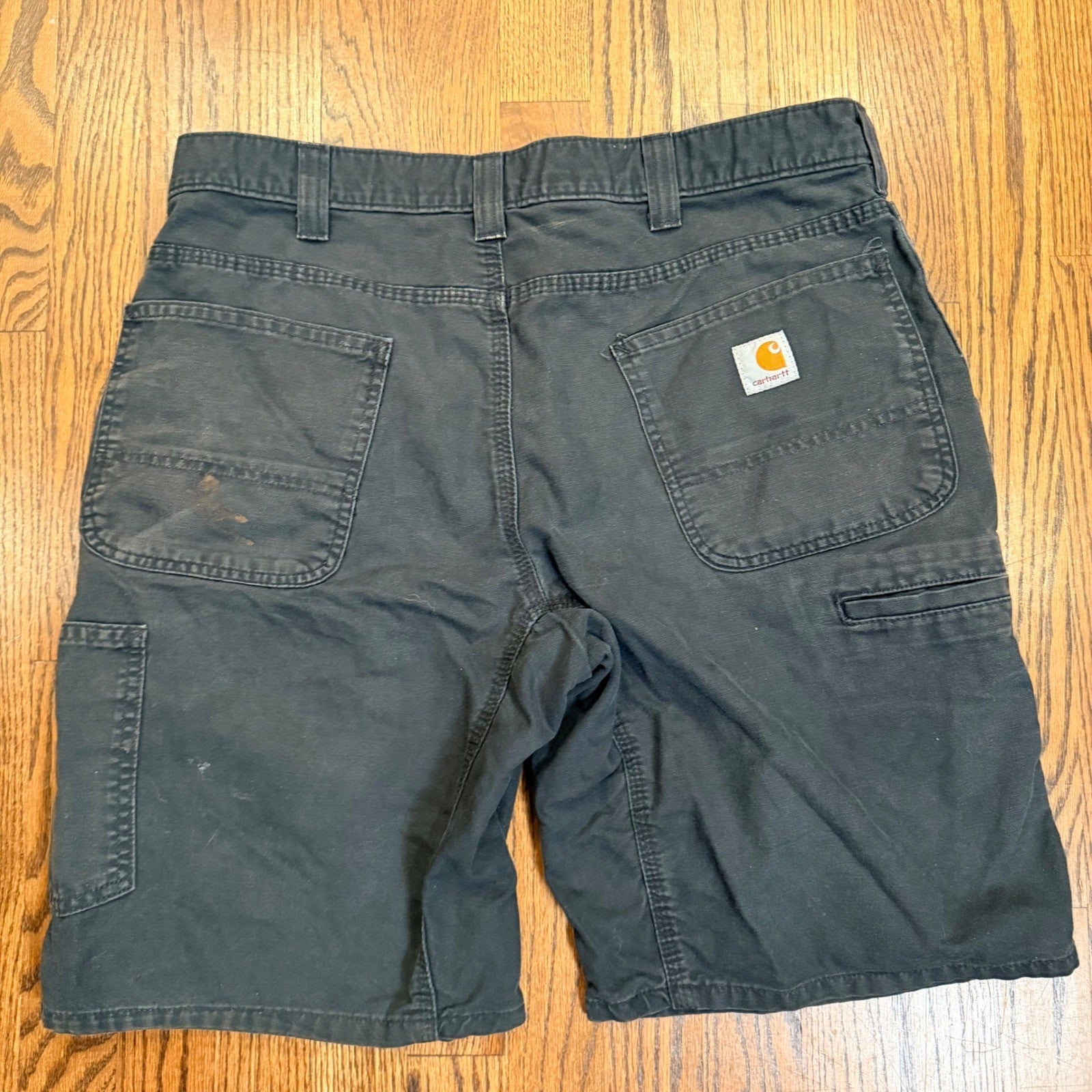 Carhartt Rugged Flex Canvas Work Shorts Utility Carpenter 34 Gray Distressed