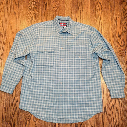 Helly Hansen Plaid Ventilated Hiking Fishing Shirt Large Blue L