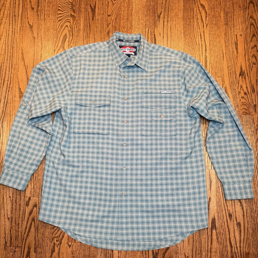 Helly Hansen Plaid Ventilated Hiking Fishing Shirt Large Blue L