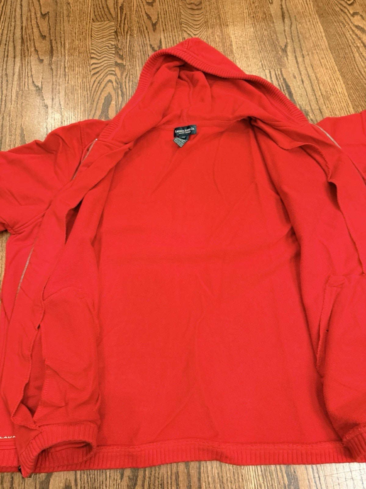 Lauren Jeans Co Ralph Lauren Sweater Womens Large Red Full Zip Hoodie XXXL