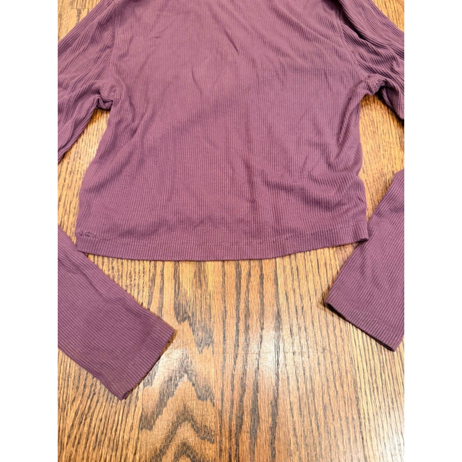 Aeropostale Seriously Soft Ribbed Mock Neck Crop Top S Purple Long Sleeve