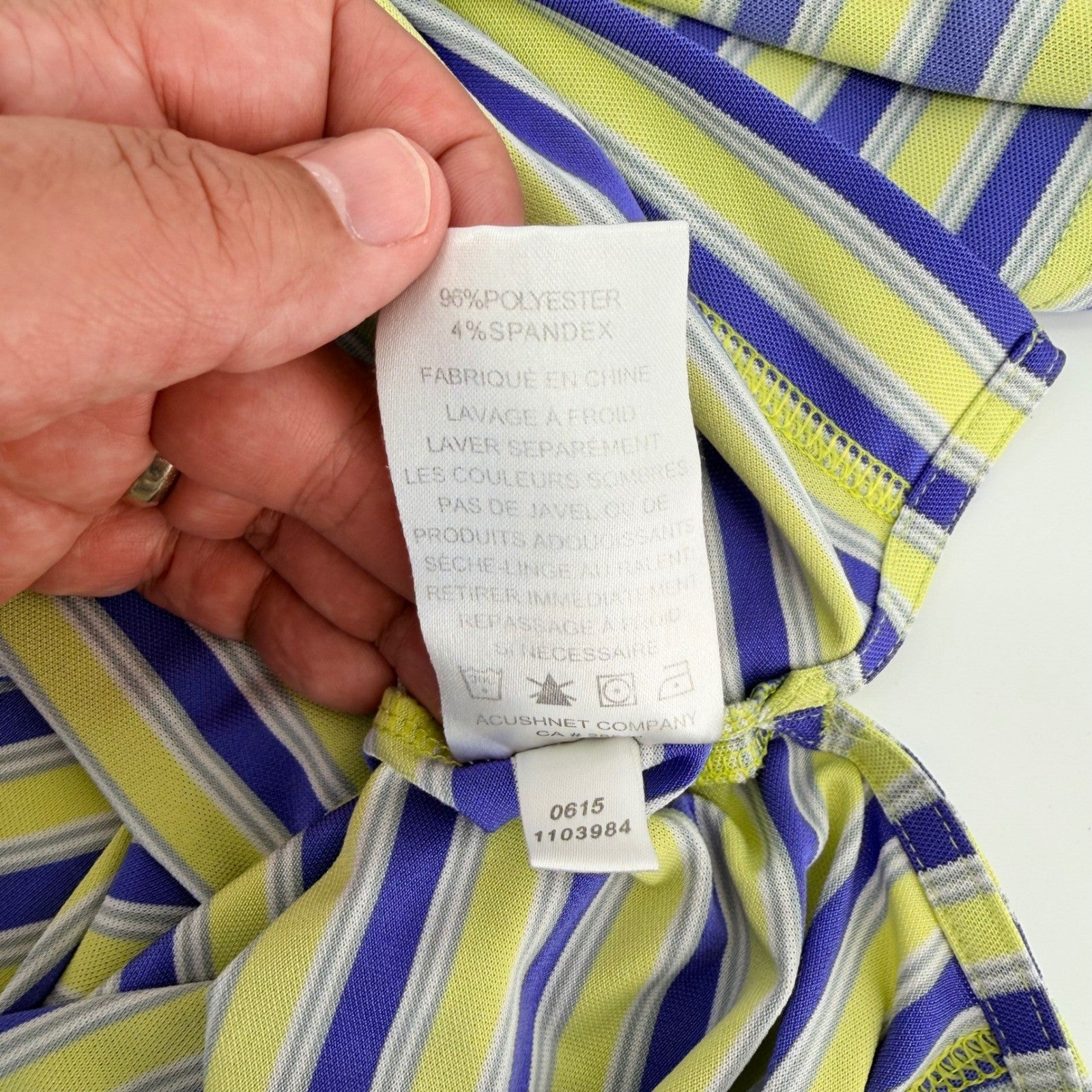 FootJoy Mauna Lani Striped Golf Polo Performance Shirt Small Green Purple Preppy