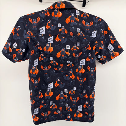 Adidas Philip Colbert Save the Lobster Button Up Shirt Graphic Pop Art XS Black
