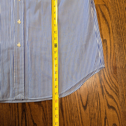 Ralph Lauren Classic Fit Striped Button Down Shirt 16 L Blue White Stripe