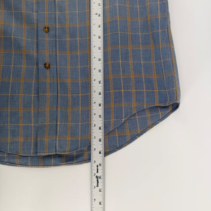 Brooks Brothers Brooksflannel Shirt Cotton Wool Plaid Blue Yellow M Mens
