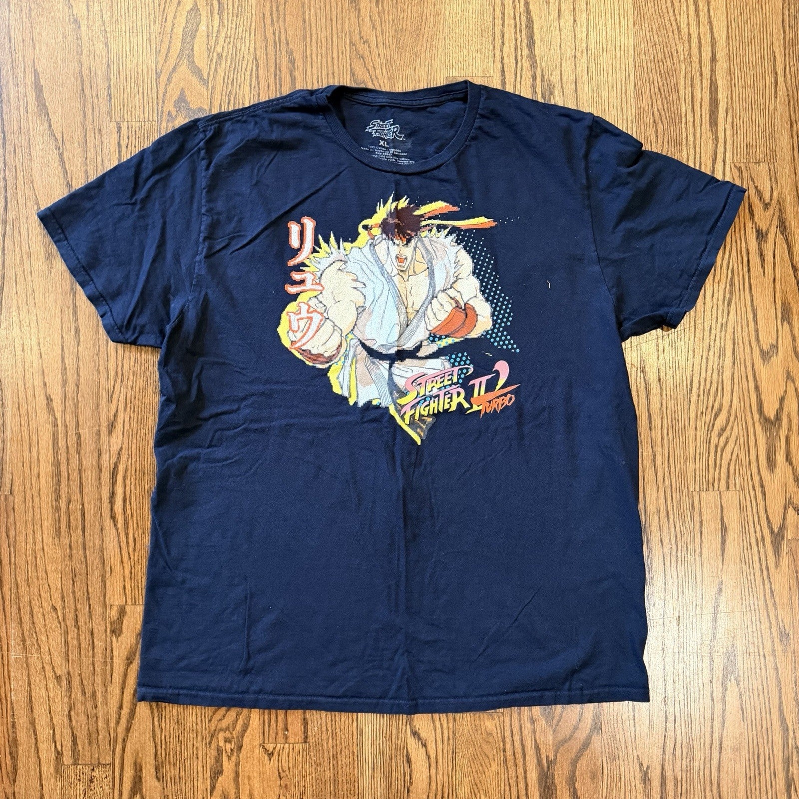 Street Fighter Mens T Shirt Black XL Ryu Ken Chun-Li Graphic Tee