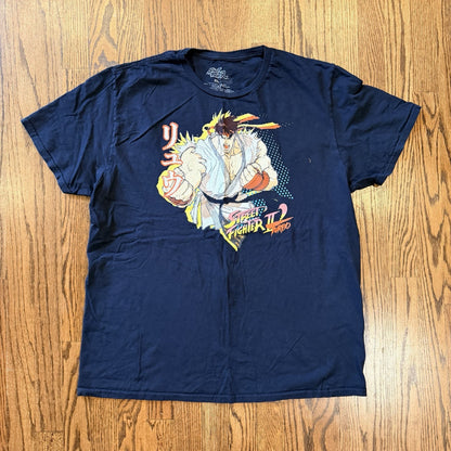 Street Fighter Mens T Shirt Black XL Ryu Ken Chun-Li Graphic Tee
