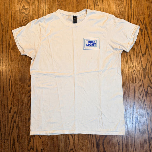 Bud Light Graphic T-Shirt Cotton Crew Neck Large White