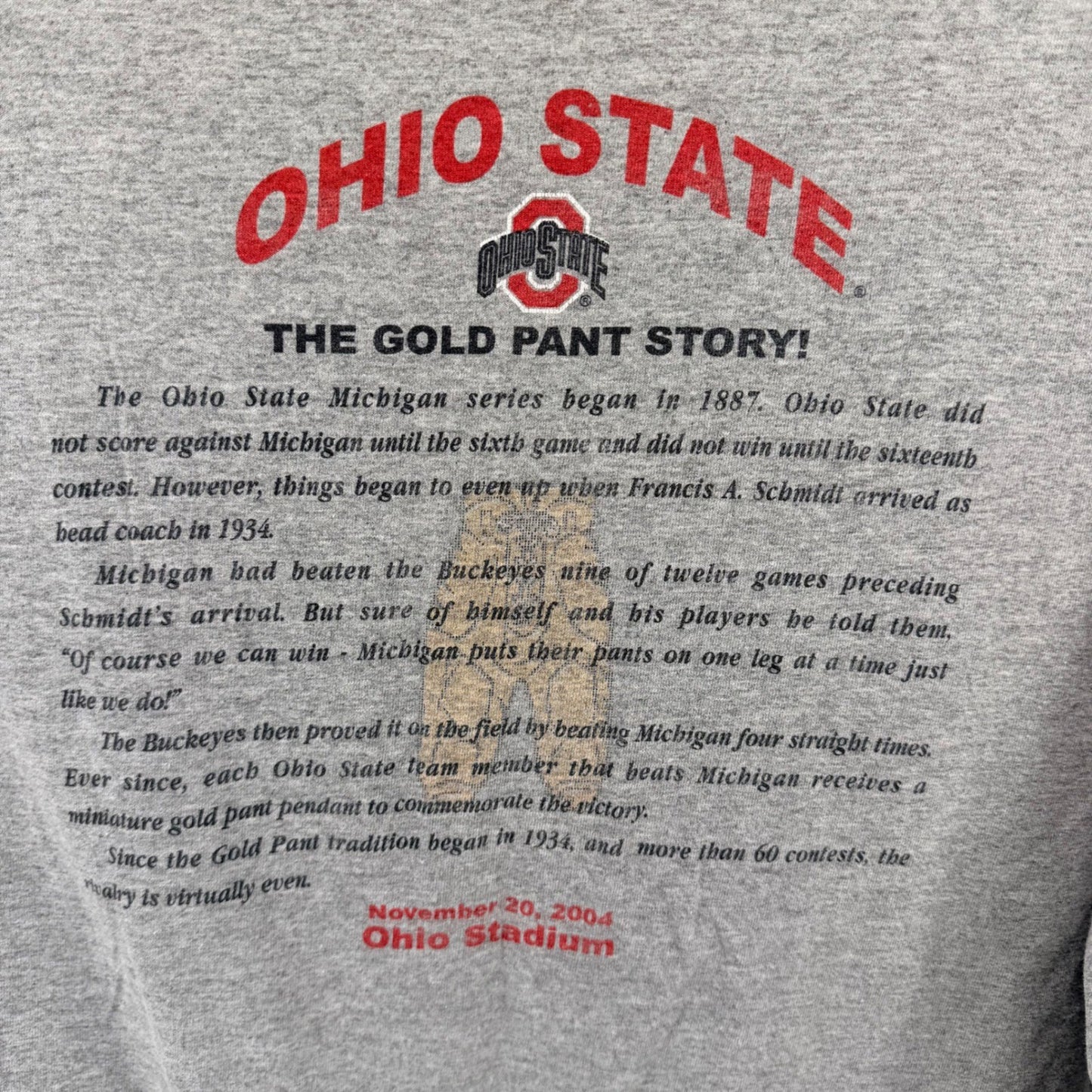 Alstyle Ohio State Buckeyes 2004 Michigan Victory Long Sleeve Shirt L Gray