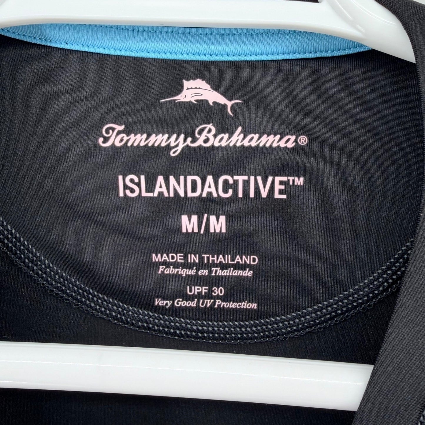 Tommy Bahama IslandActive Rash Guard UPF 30 Swim Shirt Graphic M Black Blue