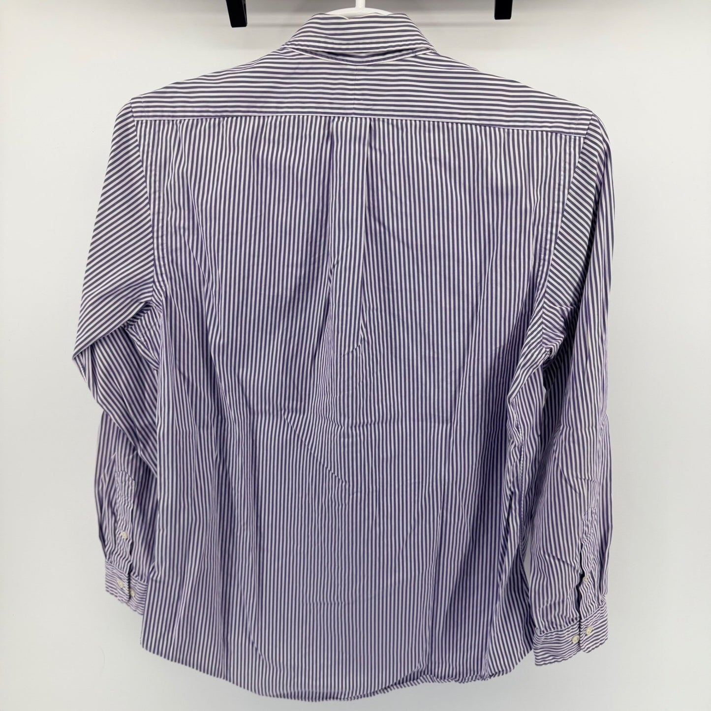 Ralph Lauren Custom Fit Striped Button Down Shirt Purple White 16 34/35 Mens