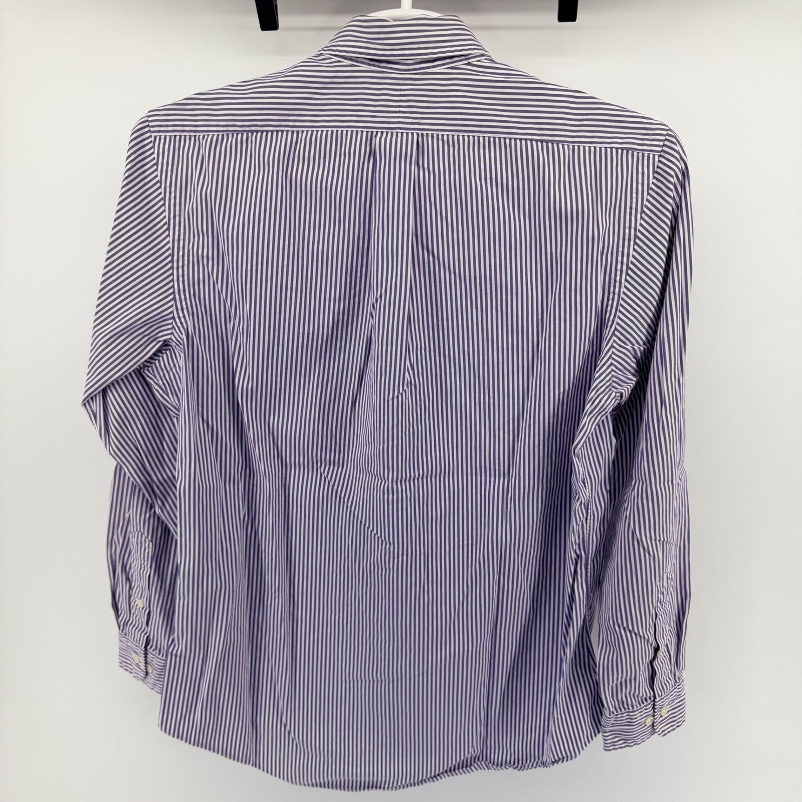 Ralph Lauren Custom Fit Striped Button Down Shirt Purple White 16 34/35 Mens