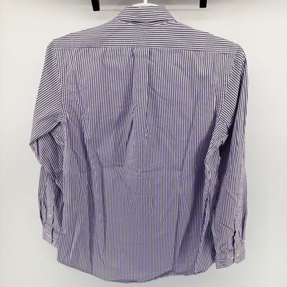 Ralph Lauren Custom Fit Striped Button Down Shirt Purple White 16 34/35 Mens