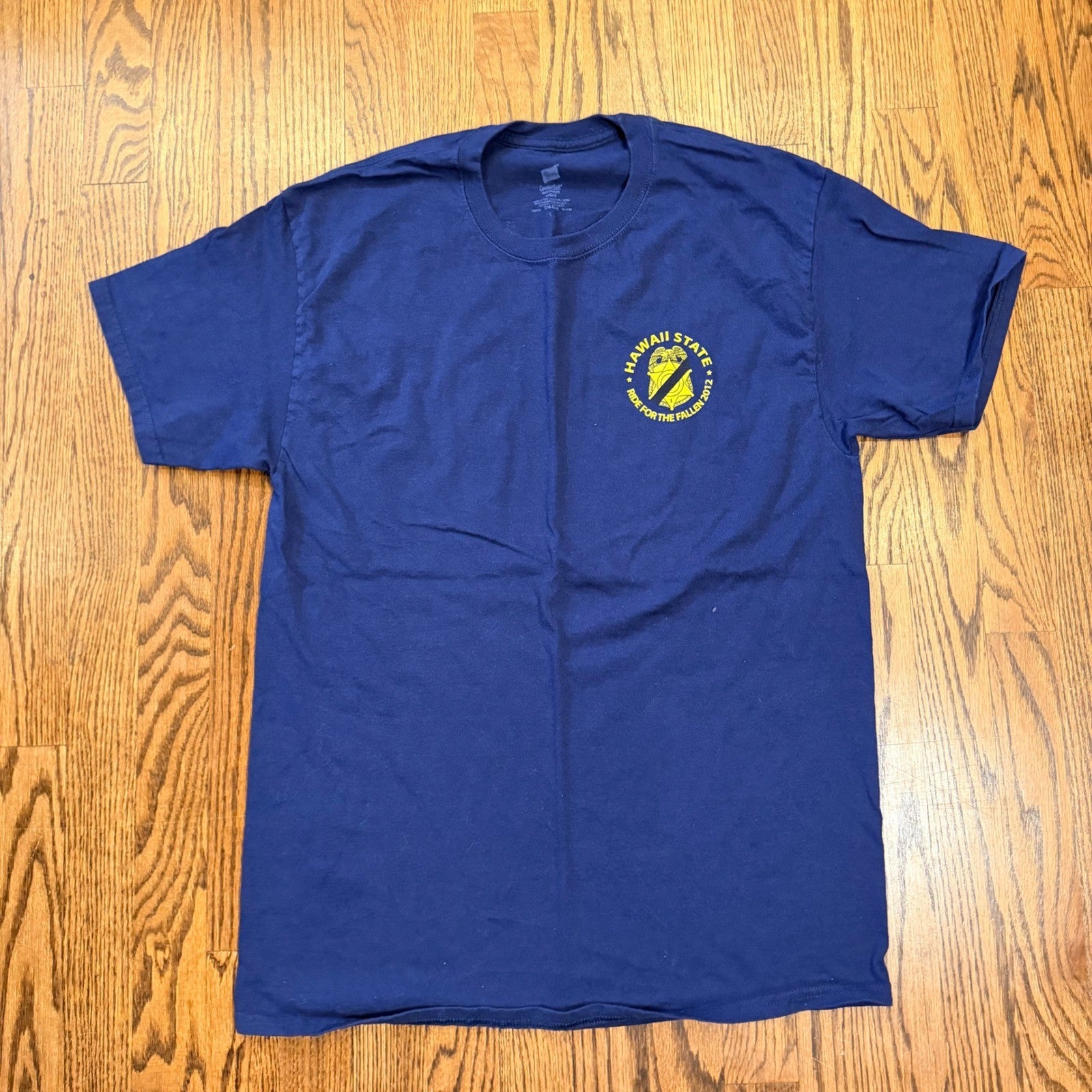 Hanes Hawaii State Ride for the Fallen 2012 Graphic T-Shirt Large Navy Blue