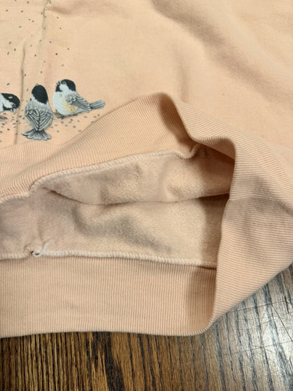 Vintage Morning Sun Grandma Spring Bird Crewneck Sweatshirt Pastel Pink L