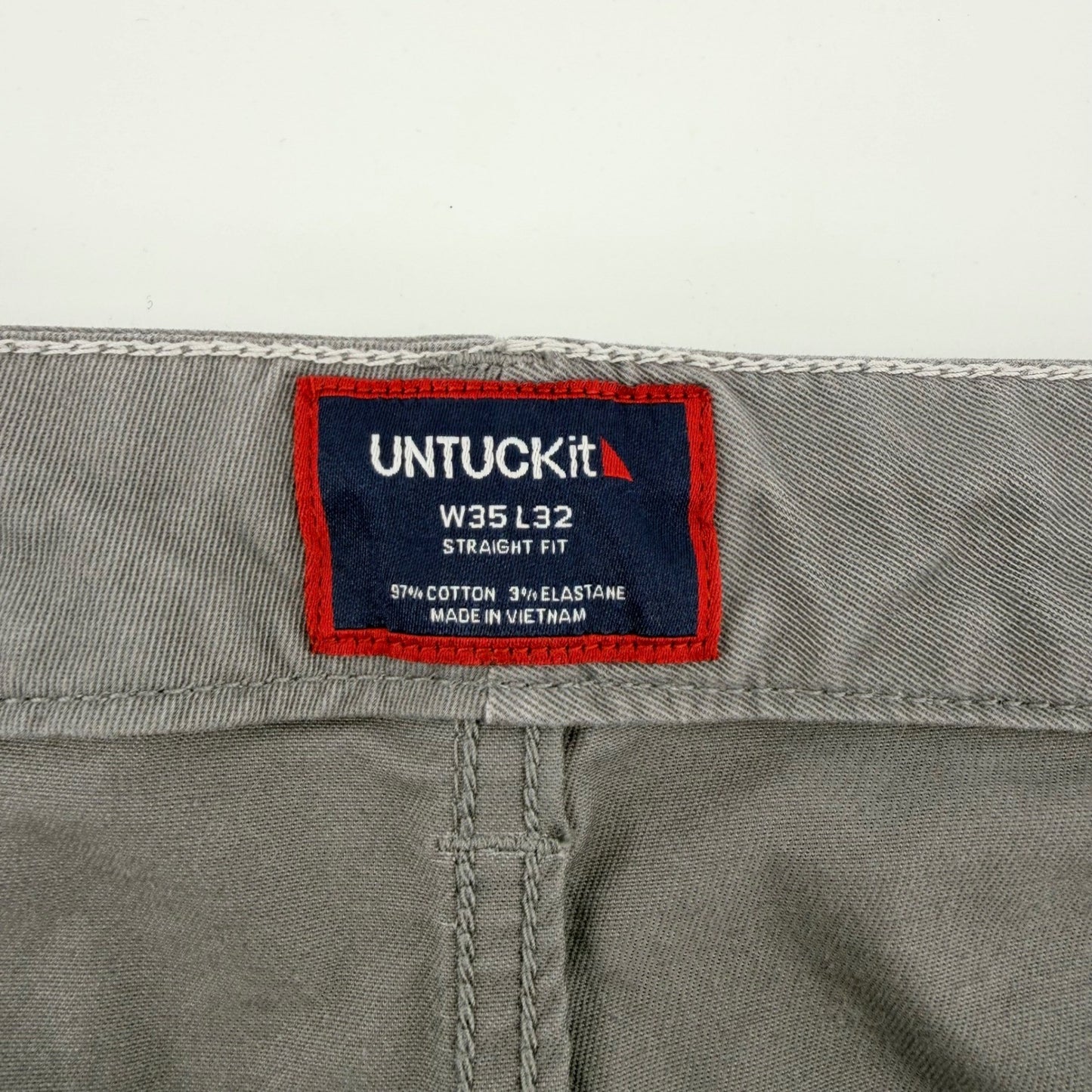 UNTUCKit Straight Fit 5-Pocket Pants Gray Stretch Cotton Chinos 35x32 Mens