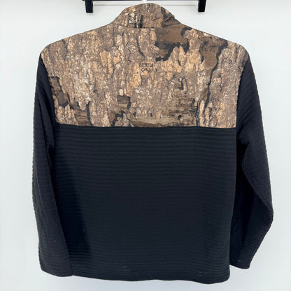 Realtree Timber Quarter Zip Pullover Camo Hybrid Performance Shirt L Black