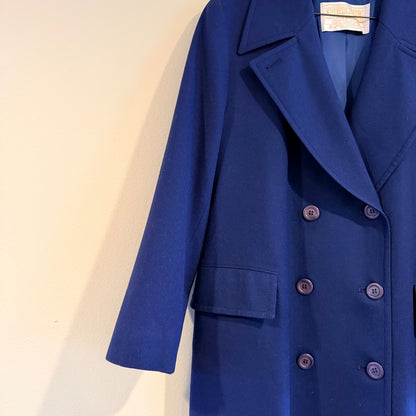 Pendleton Vintage Wool Double Breasted Long Coat Blue 100% Virgin Wool Size L
