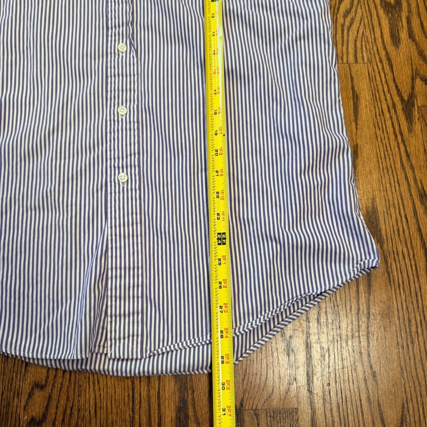 Ralph Lauren Custom Fit Striped Button Down Shirt 16 34/35 Purple White Joker