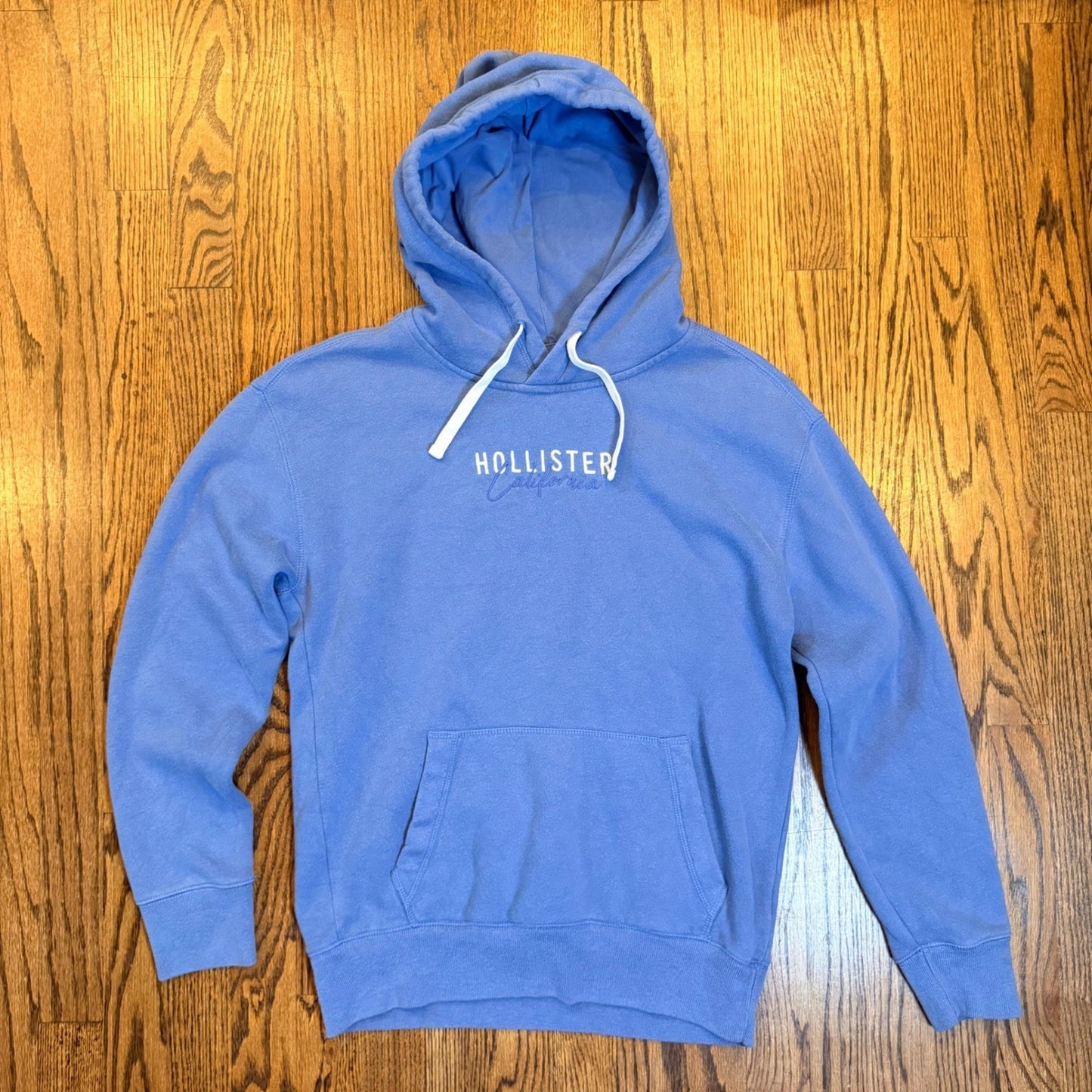 Hollister Must-Have Collection Fleece Hoodie Embroidered Logo XS Blue
