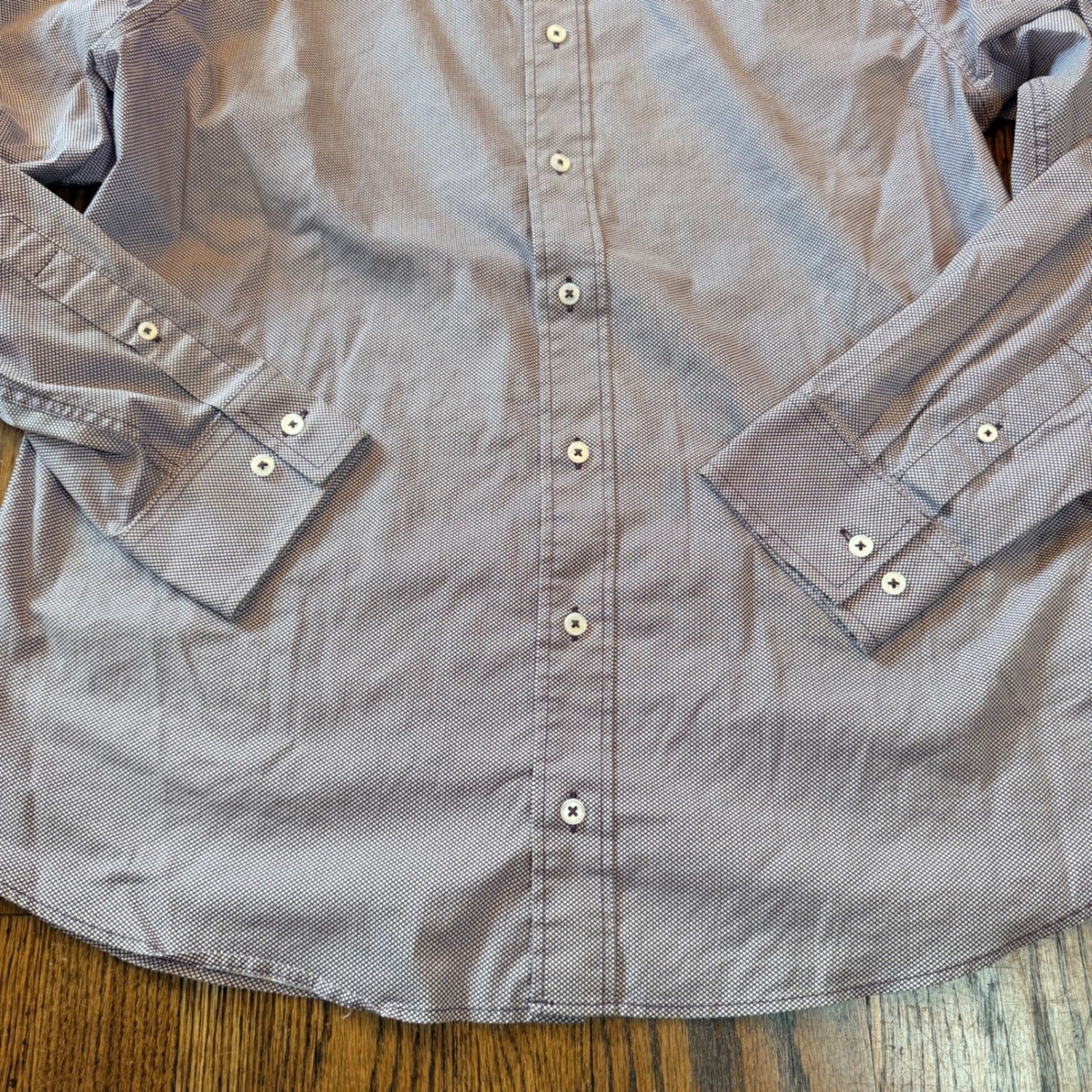Nick Graham Modern Fit Dress Shirt Purple Micro Dot Stretch Size L 16-16.5 34/35