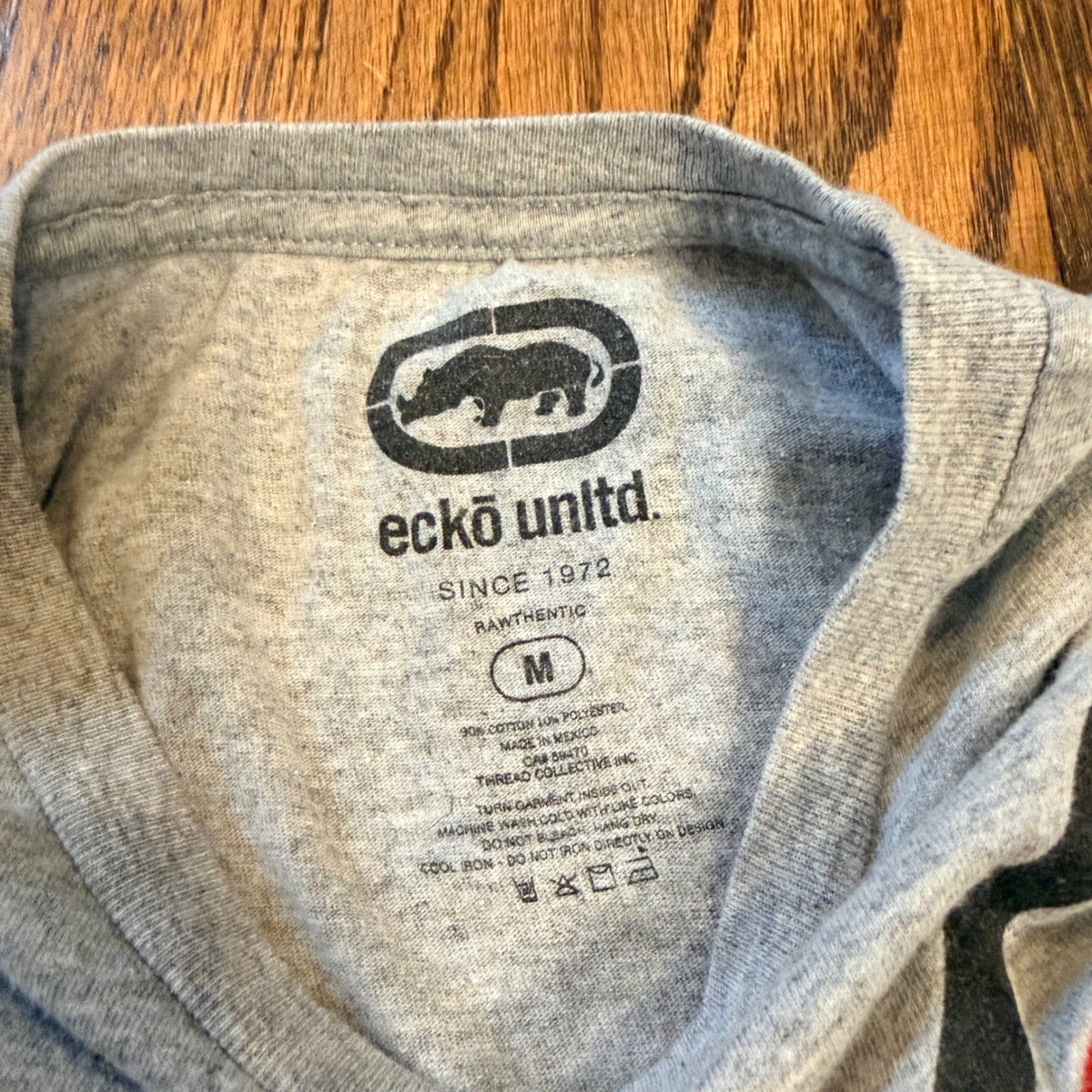 Ecko Unltd Rhino Brand Graphic T-Shirt Logo Streetwear Size M Gray