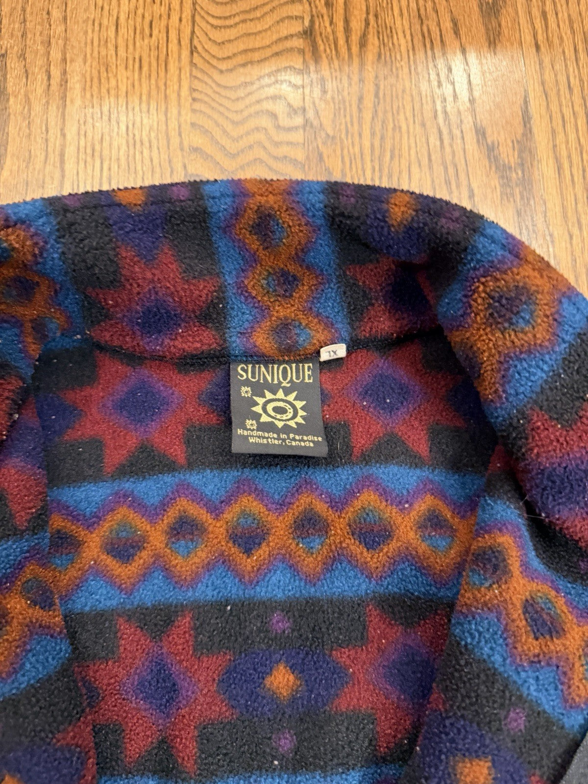 Vintage 90s Sunique Fleece Vest XL Aztec Southwestern Pattern Zip Front