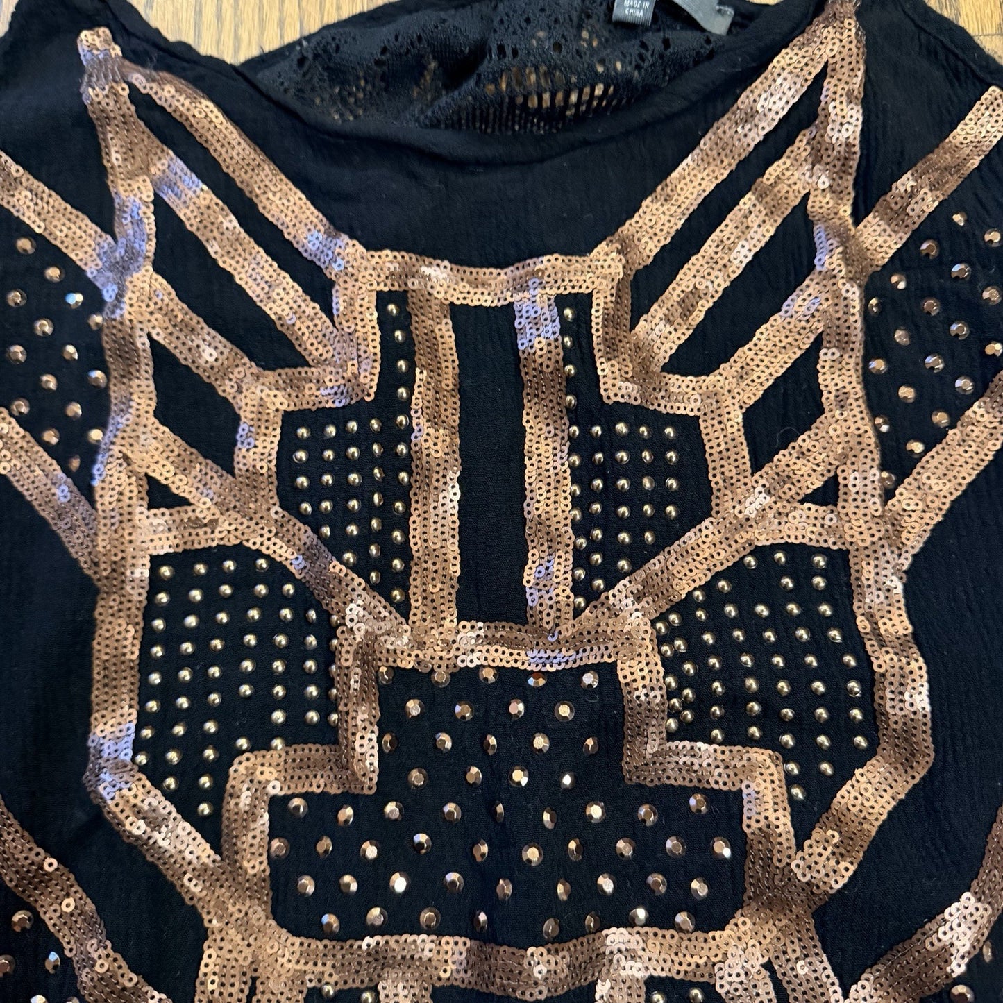 Miss Me Y2K style Embellished Top Black Lace back Size S Racer Tank