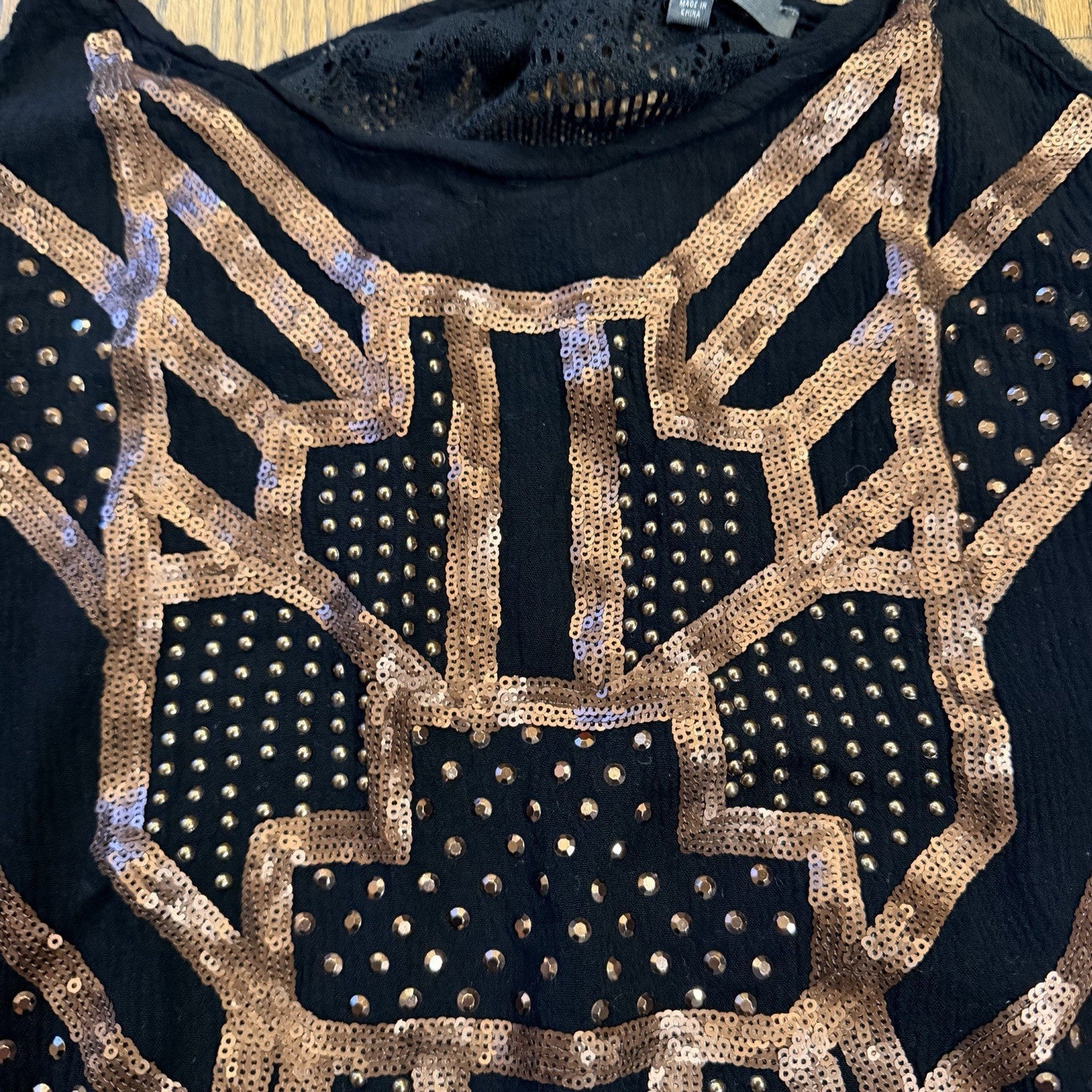 Miss Me Y2K style Embellished Top Black Lace back Size S Racer Tank