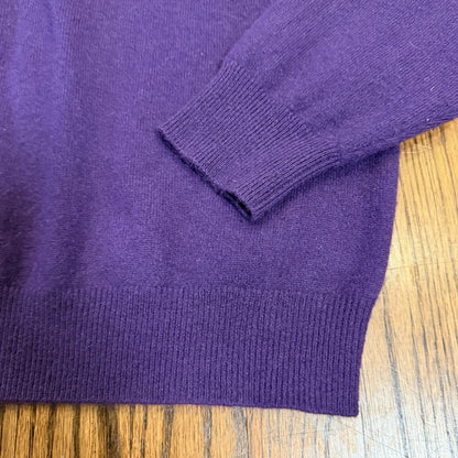 Club Room Estate Cashmere V-Neck Sweater 100% 2-Ply Knit Size M Purple