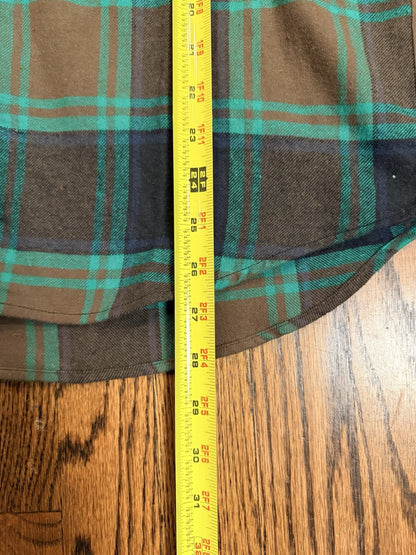 Natural Blue By Visitor Shirt Mens Green Brown Plaid Flannel Button Casual Top